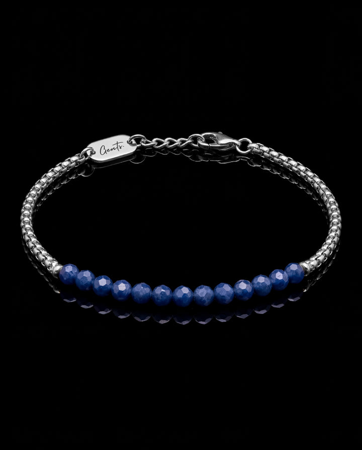 Box-Blue Black Crystal Bracelet, Silver.