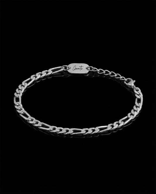 Figaro Chain Bracelet, Silver