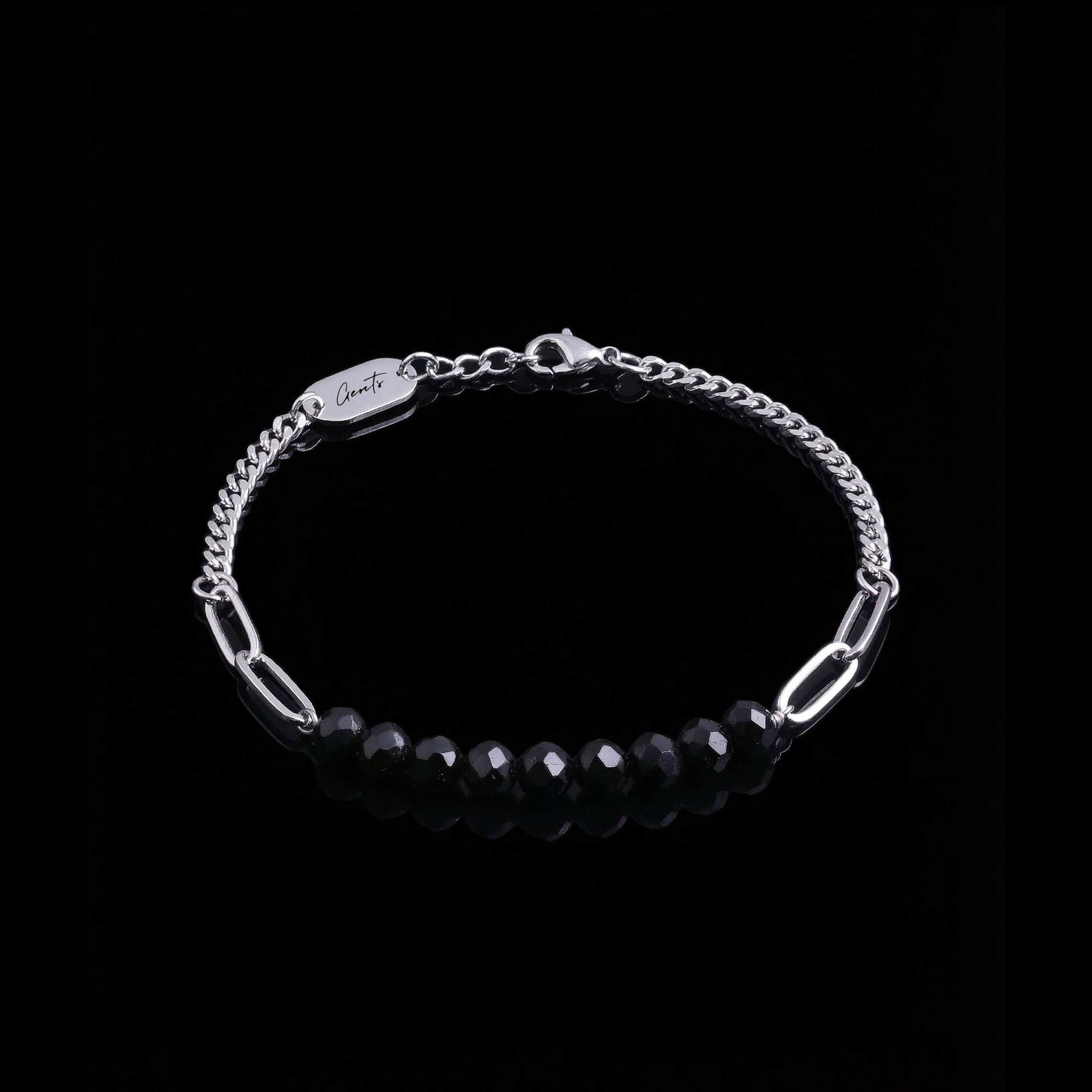 Curb Clip Crystal Bracelet, Silver.