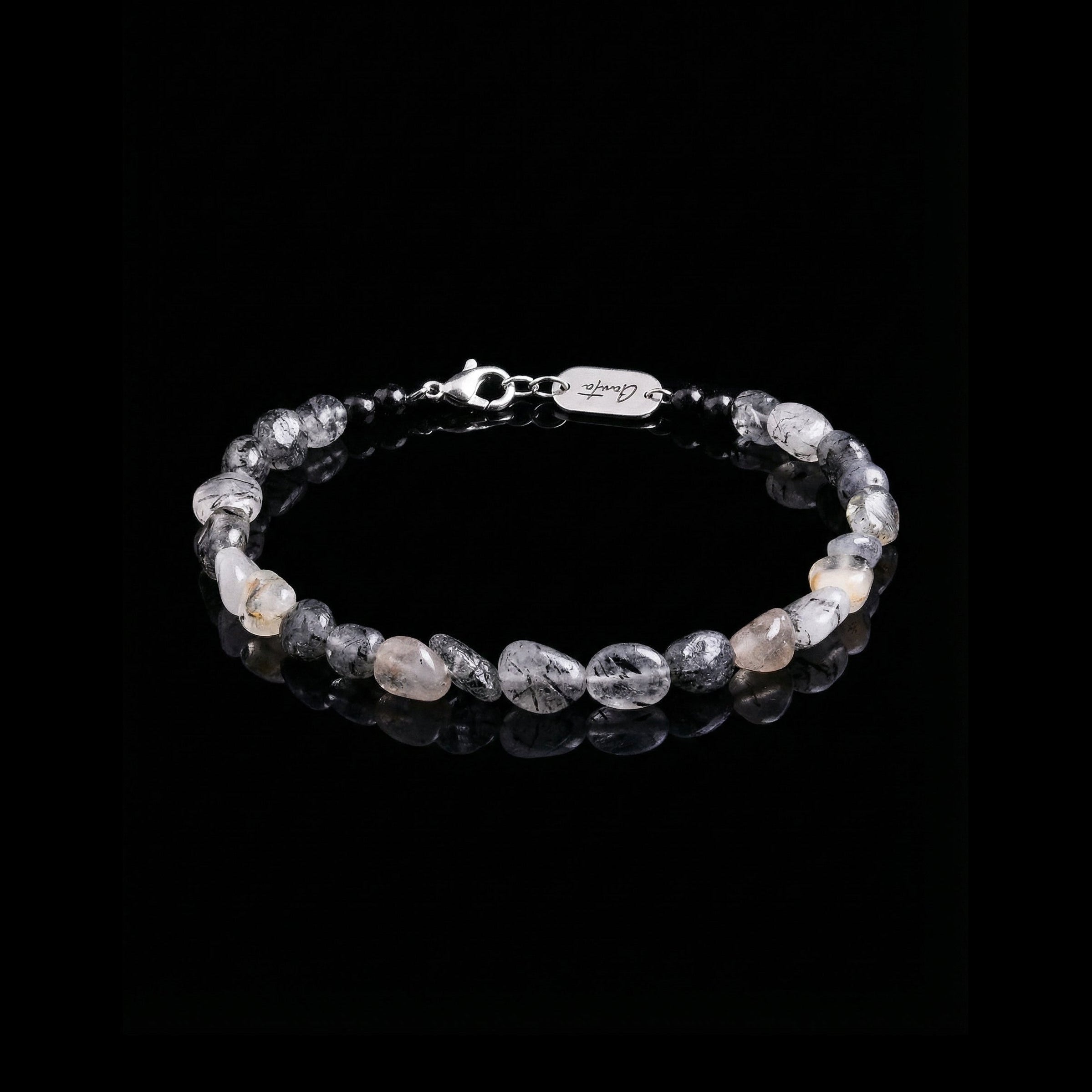 GENTS. Alma Stone Bracelet in silver, natural grey and white stones with the GENTS. tag