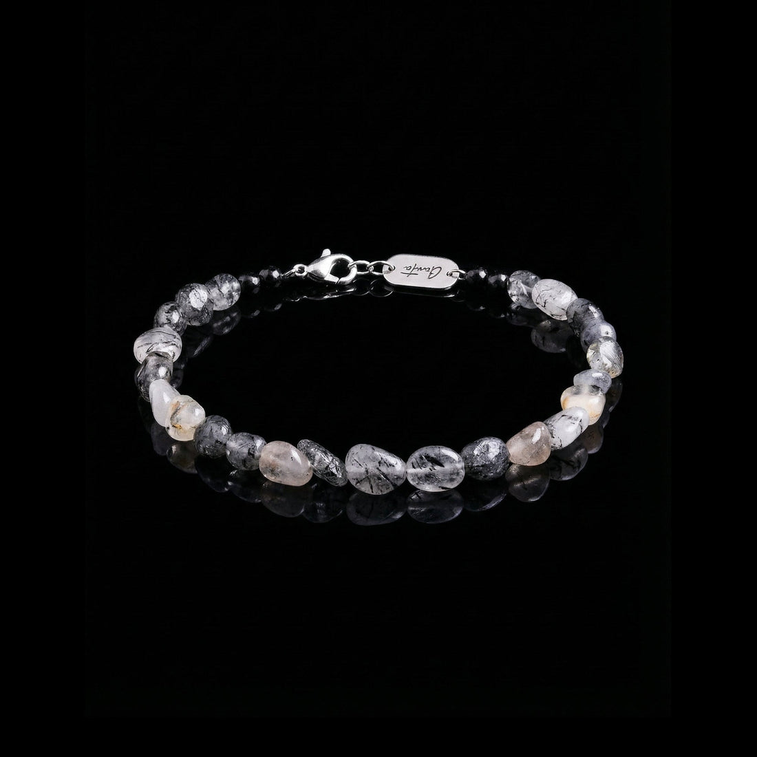 GENTS. Alma Stone Bracelet in silver, natural grey and white stones with the GENTS. tag