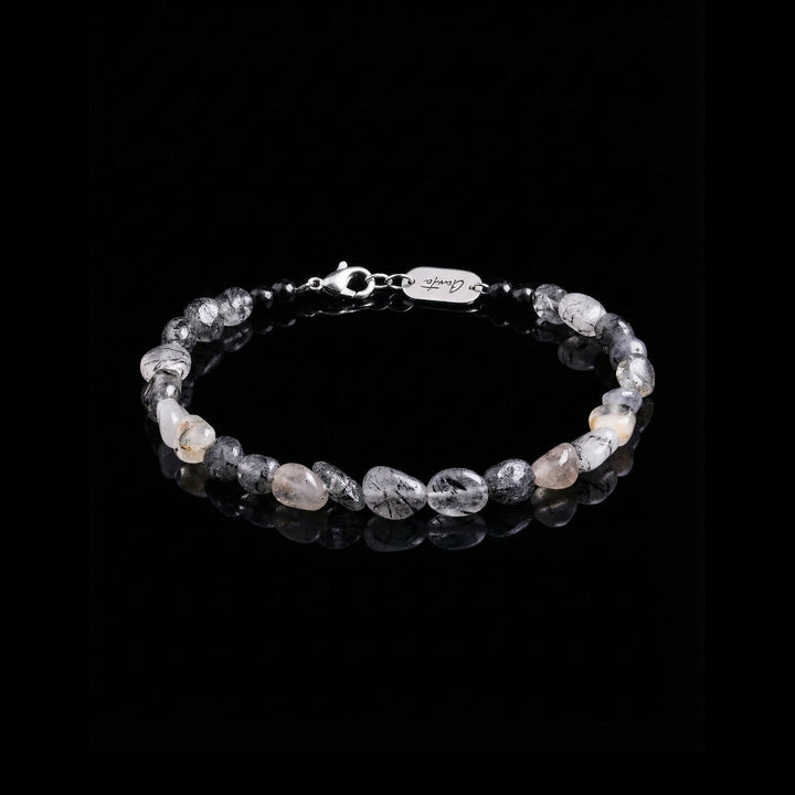 GENTS. Alma Stone Bracelet in silver, natural grey and white stones with the GENTS. tag