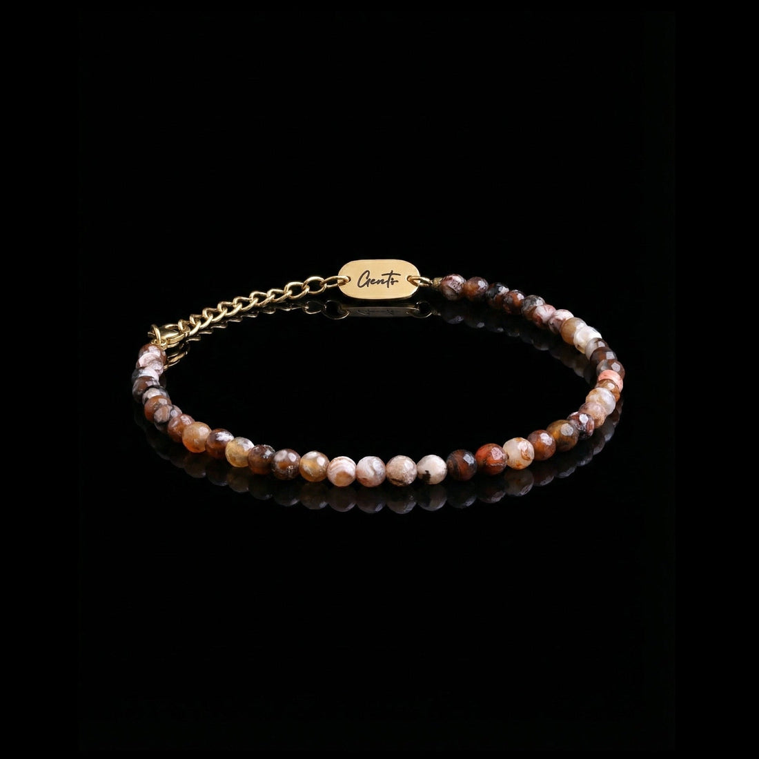 GENTS. Terra Jasper Stone Bracelet Natural Jasper Brown Earth Tones 316L Stainless Steel Free Size 17-22cm Cairo Egypt