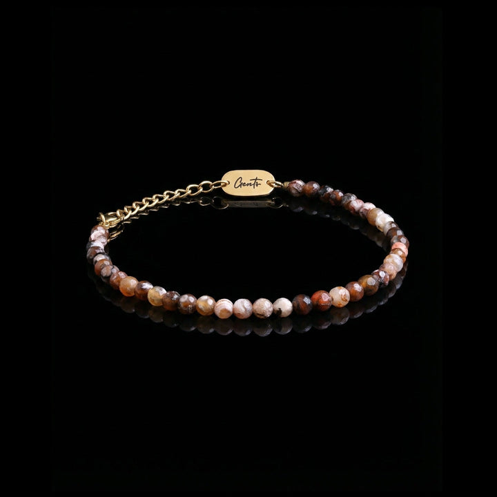 GENTS. Terra Jasper Stone Bracelet Natural Jasper Brown Earth Tones 316L Stainless Steel Free Size 17-22cm Cairo Egypt