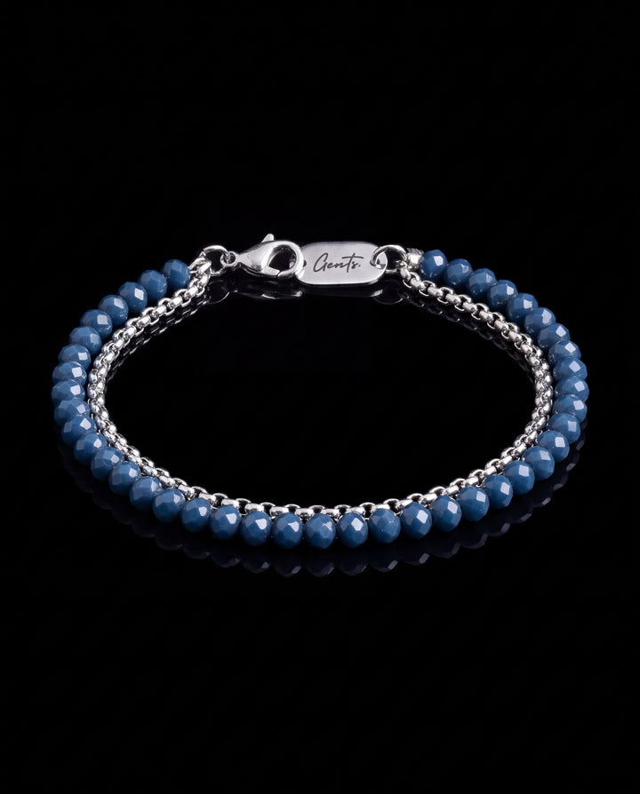 Box-Blue Black Crystal Bracelet, Silver.