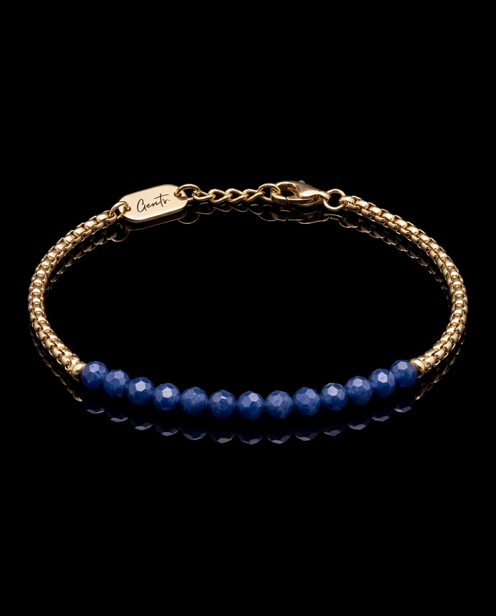 Box-Blue Black Crystal Bracelet, Vermeil Gold.