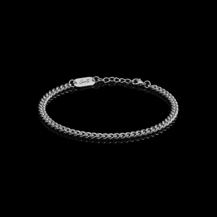 GENTS. Curb Bracelet Silver 316L Stainless Steel Free Size 17-22cm Cairo Egypt