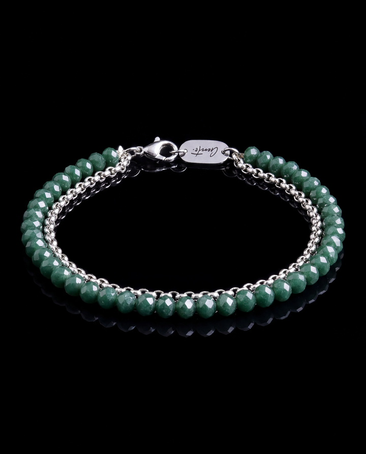 Box-Olive Crystal Bracelet, Silver.