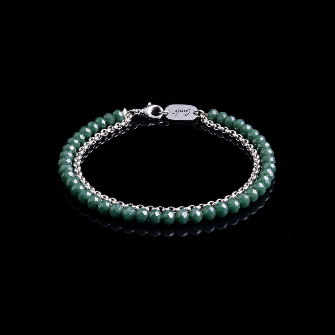 Box-Olive Crystal Double Bracelet, Silver.