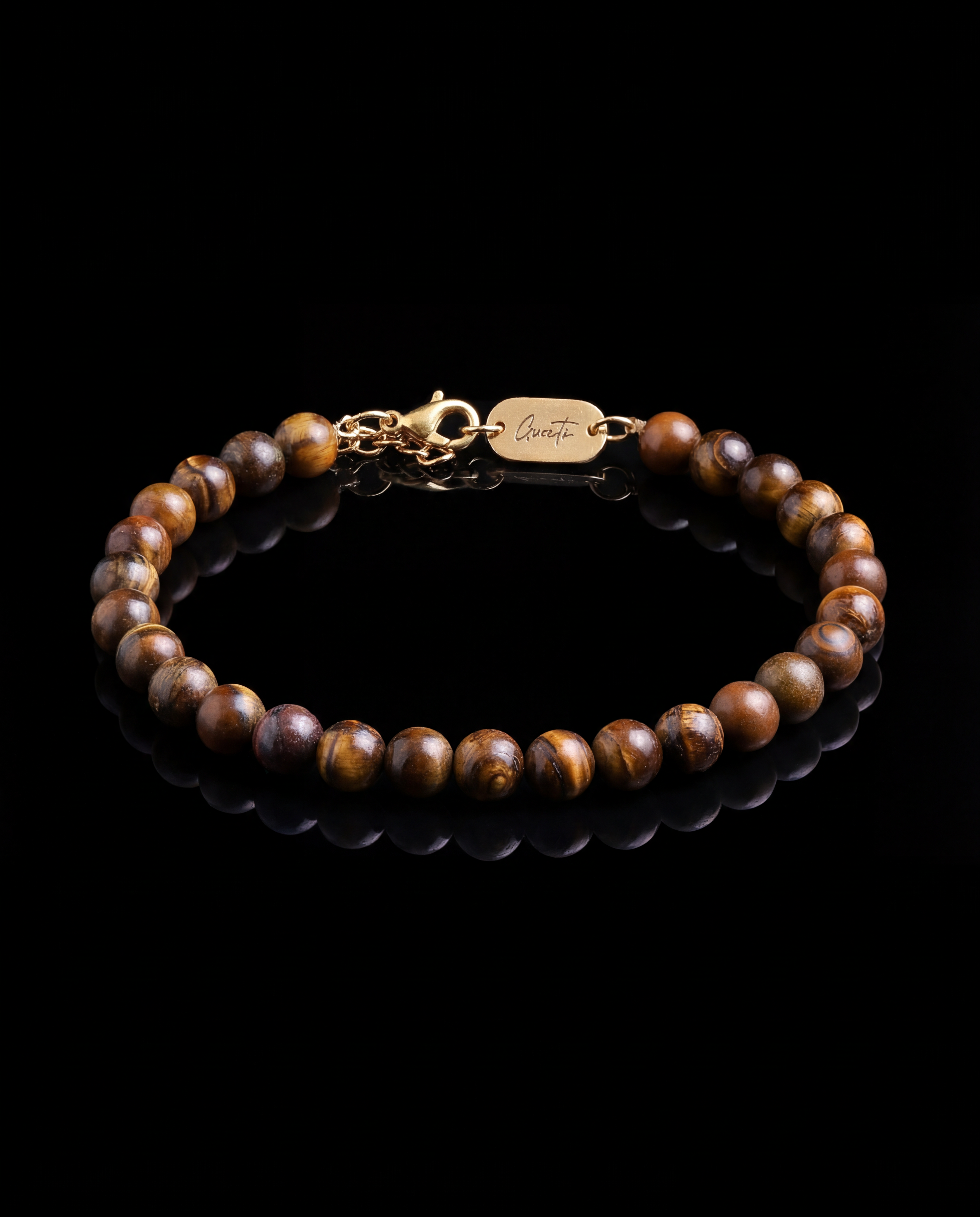 Tiger Eye Stone Bracelet, Gold Vermeil.
