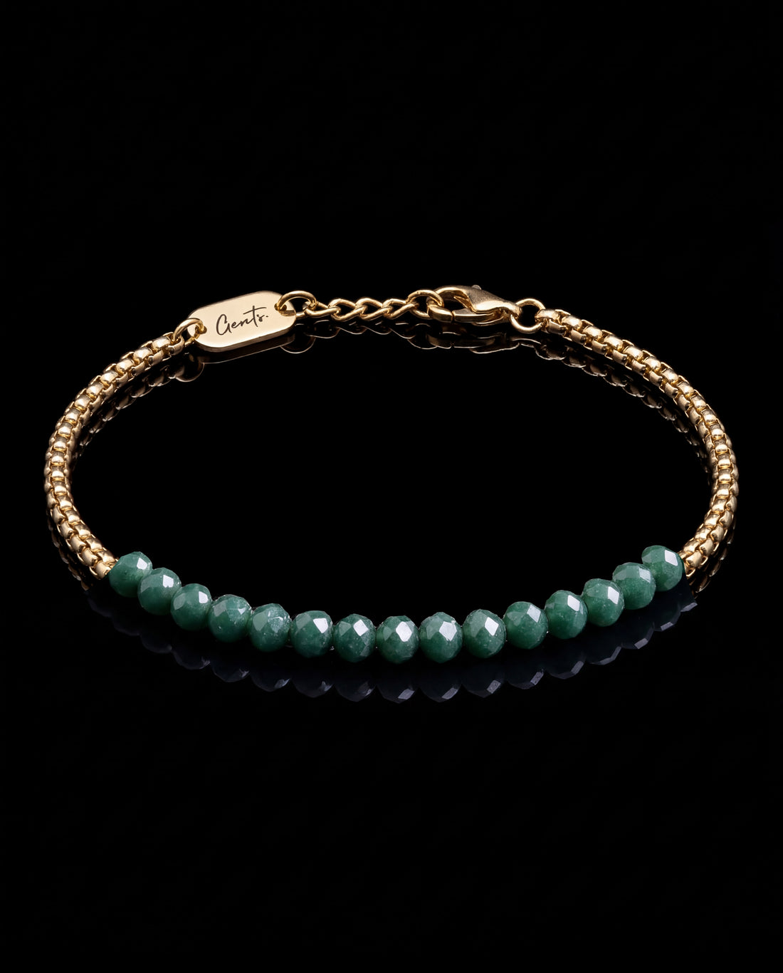 Box-Olive Crystal Bracelet, Vermeil Gold.