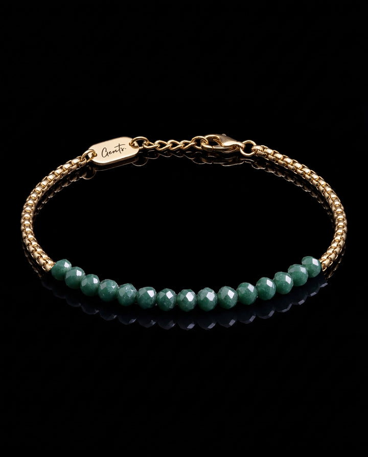 Box-Olive Crystal Bracelet, Vermeil Gold.