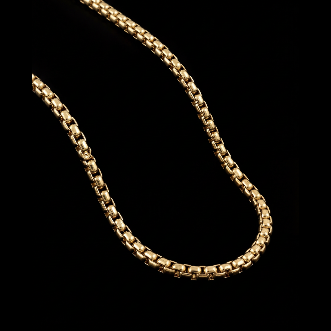 GENTS. Box Chain Gold Vermeil 18K 316L Stainless Steel 50cm Men's Necklace Cairo Egypt