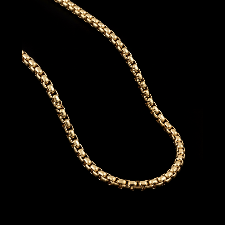GENTS. Box Chain Gold Vermeil 18K 316L Stainless Steel 50cm Men's Necklace Cairo Egypt