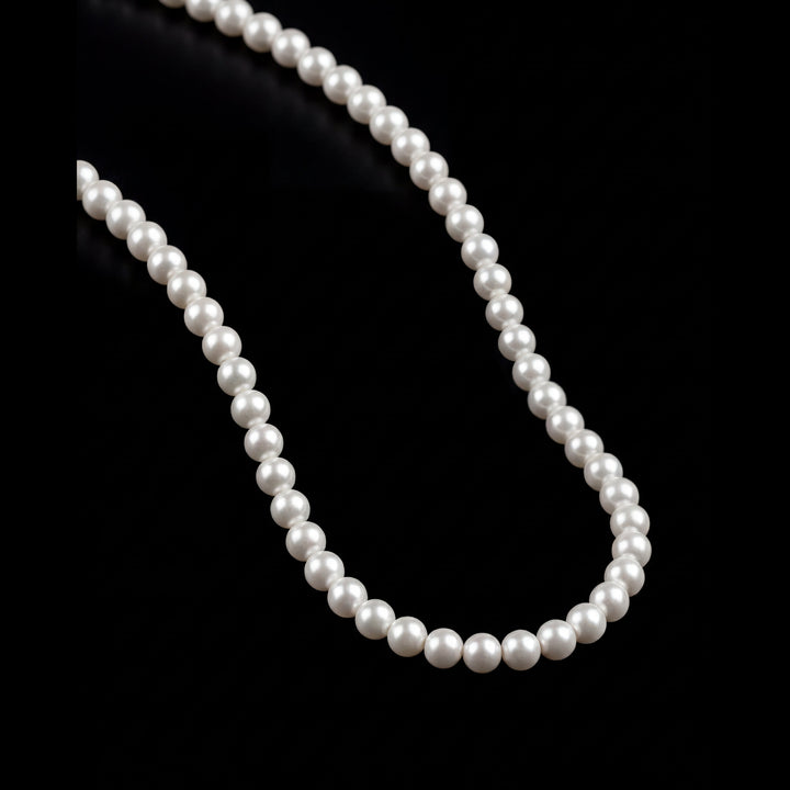 GENTS. Pearl Stone Chain Gold Vermeil 18K Fresh Pearl 316L Stainless Steel 50cm Cairo Egypt