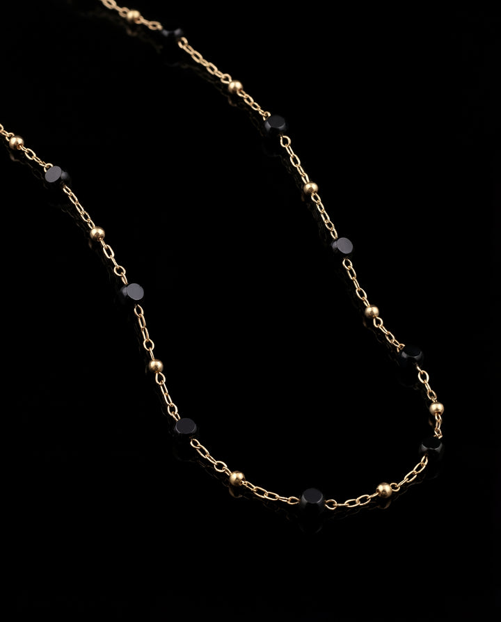Black Stripped Chain, Gold Vermeil.