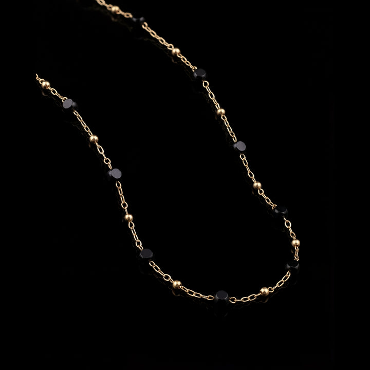 GENTS. Black Onyx Striped Chain Gold Vermeil 18K 316L Stainless Steel 50cm Best Seller Cairo Egypt