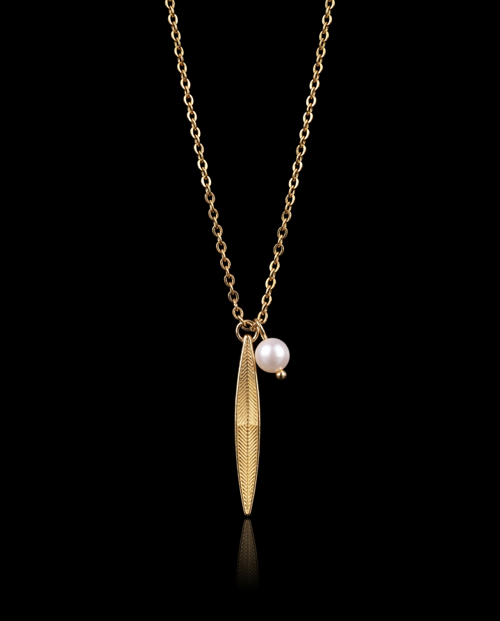 Arrow-Pearl Necklace, Vermeil Gold.