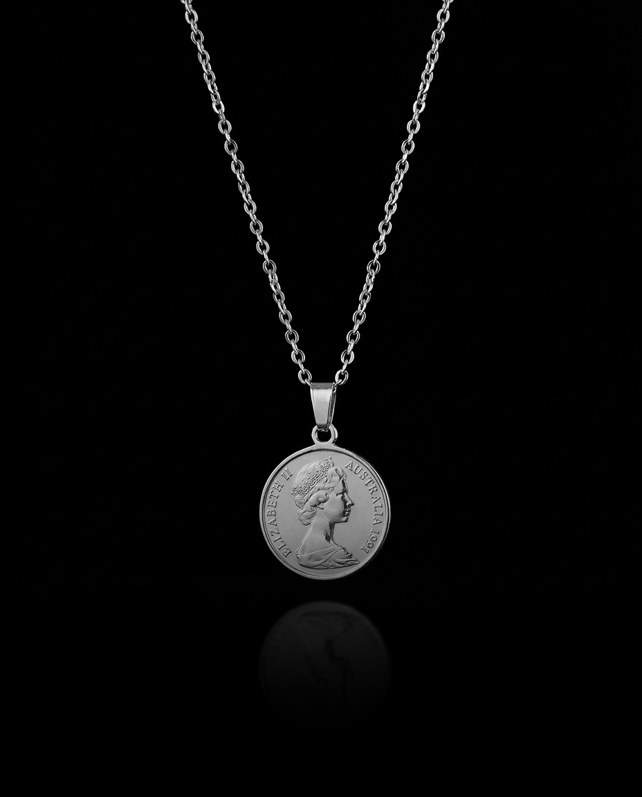 Coin Necklace, Silver.