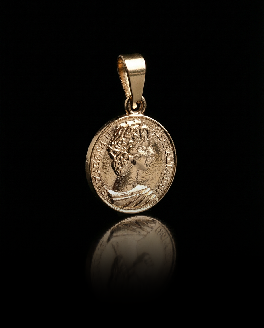 Coin Pendant, Vermeil Gold.