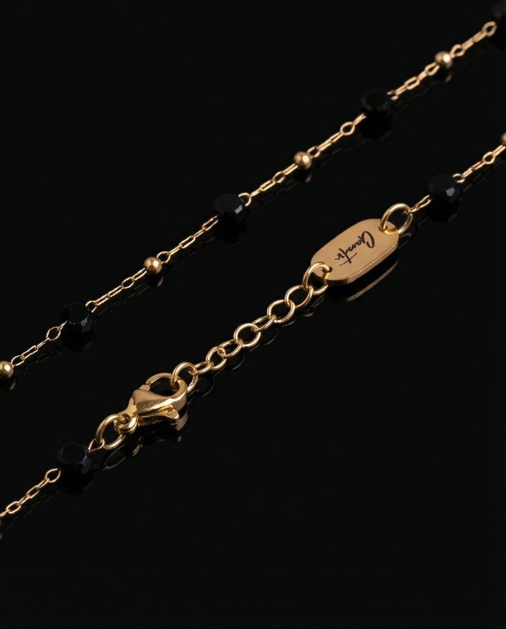 Black Stripped Chain, Gold Vermeil.