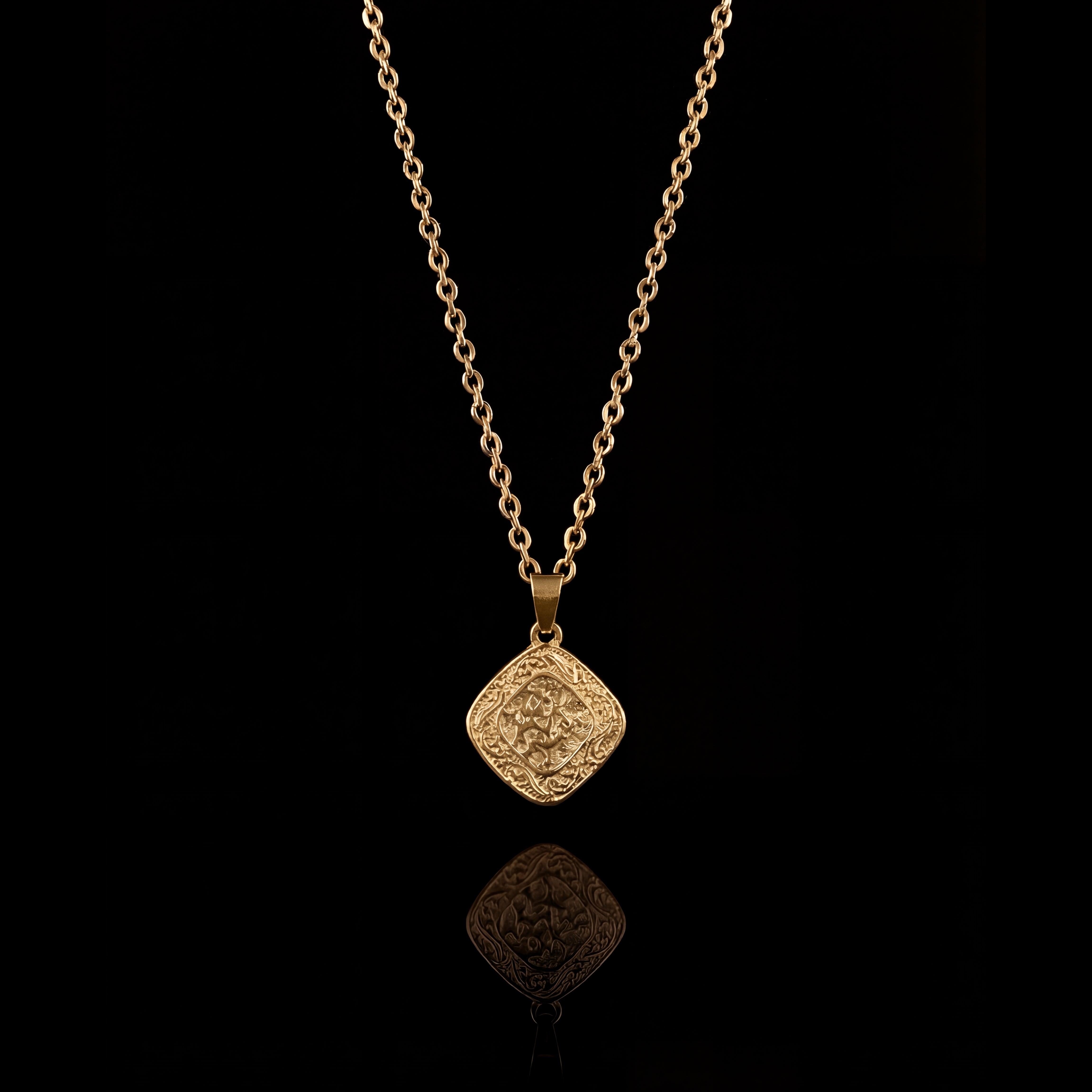 GENTS. Mandala Pendant Necklace Gold Vermeil 18K 316L Stainless Steel 60cm Cairo Egypt