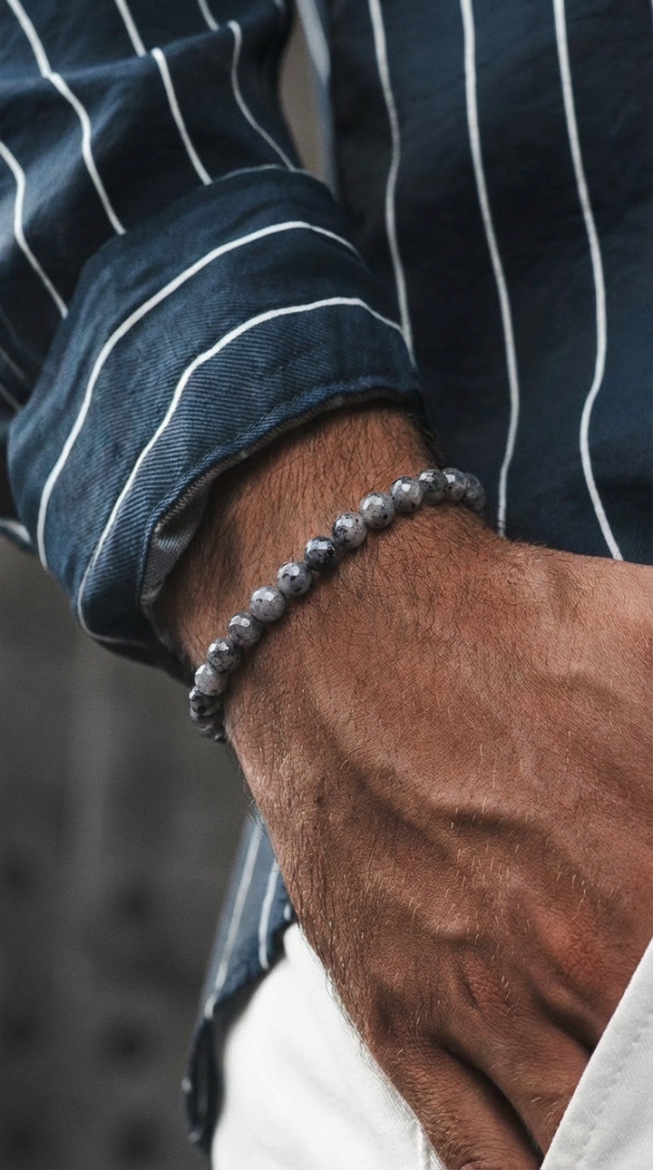 Titan Grey Stone Bracelet, Silver.