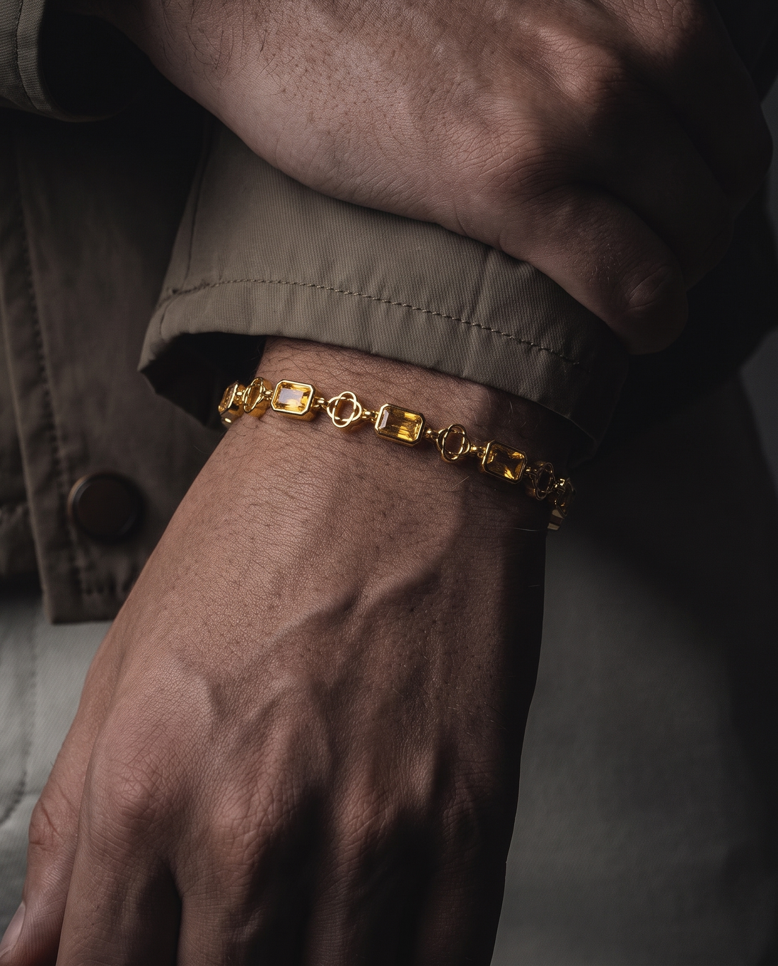 Yellow Clover Gemstone Bracelet, Vermeil Gold.
