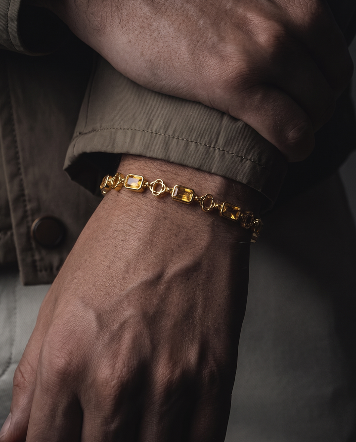 Yellow Clover Gemstone Bracelet, Vermeil Gold.