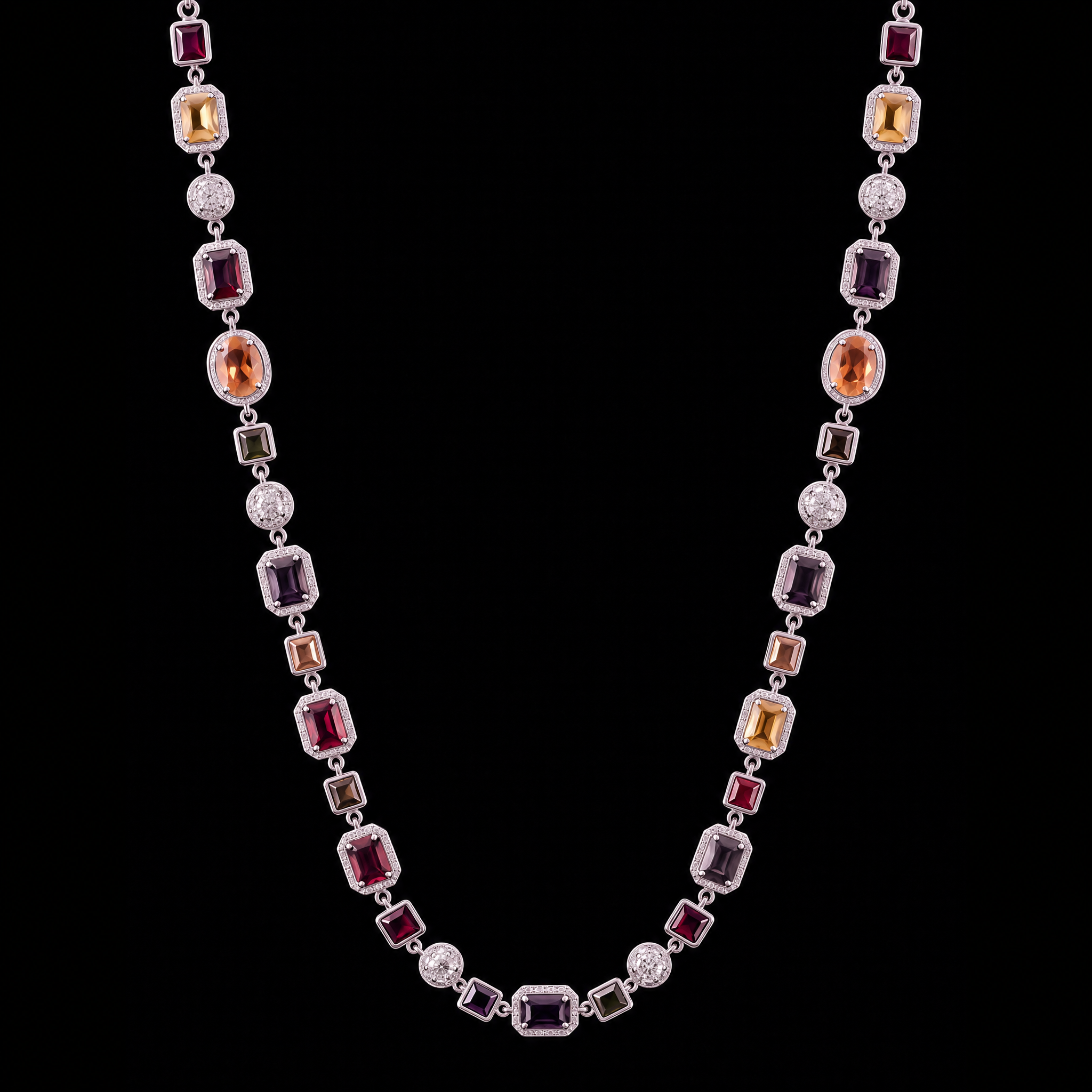 Gemstone Chain, Silver.