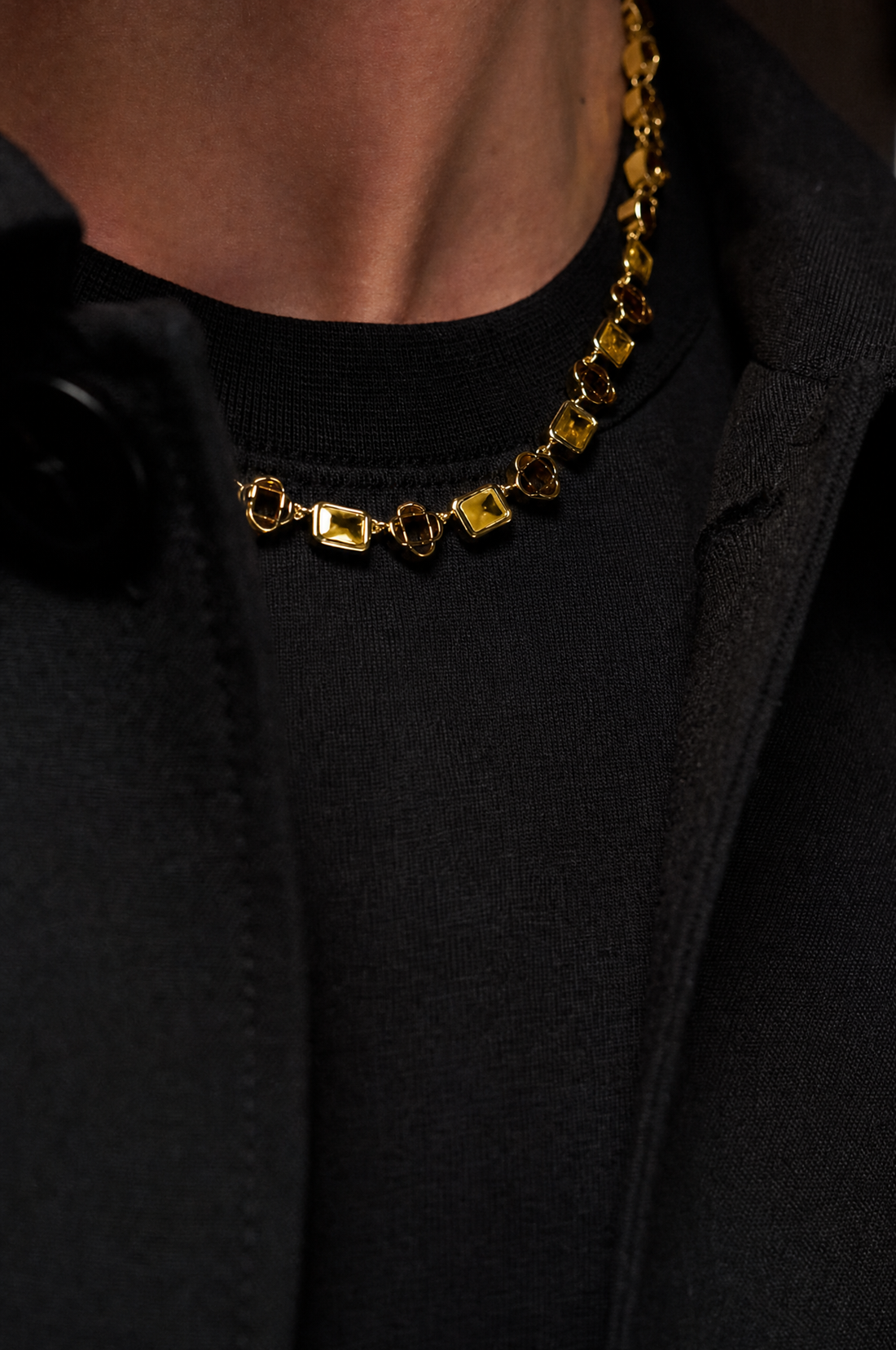 Yellow Clover Gemstone Chain, Vermeil Gold.