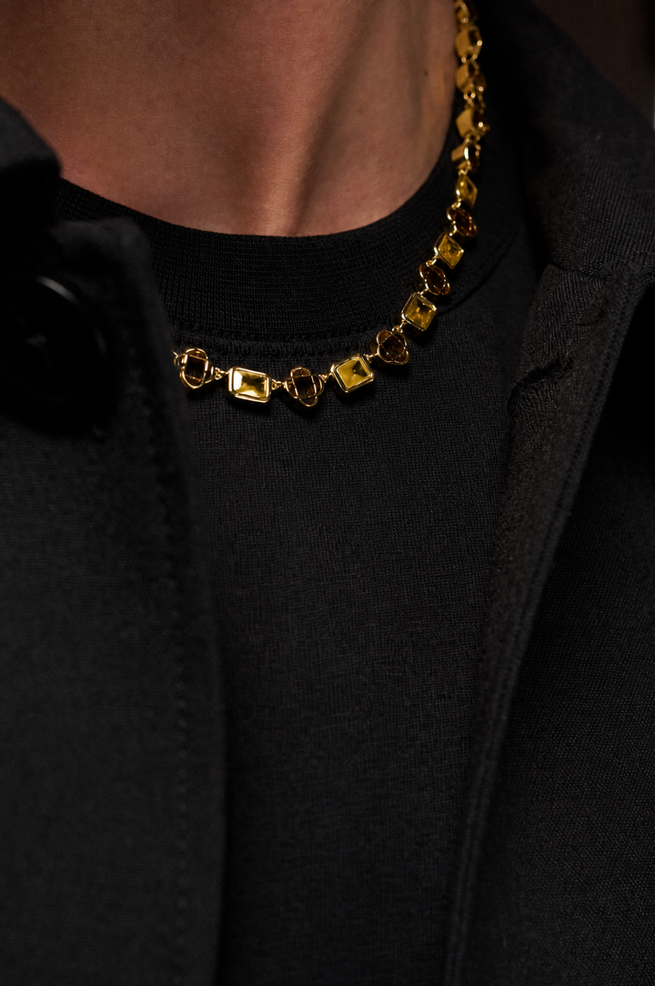Yellow Clover Gemstone Chain, Vermeil Gold.
