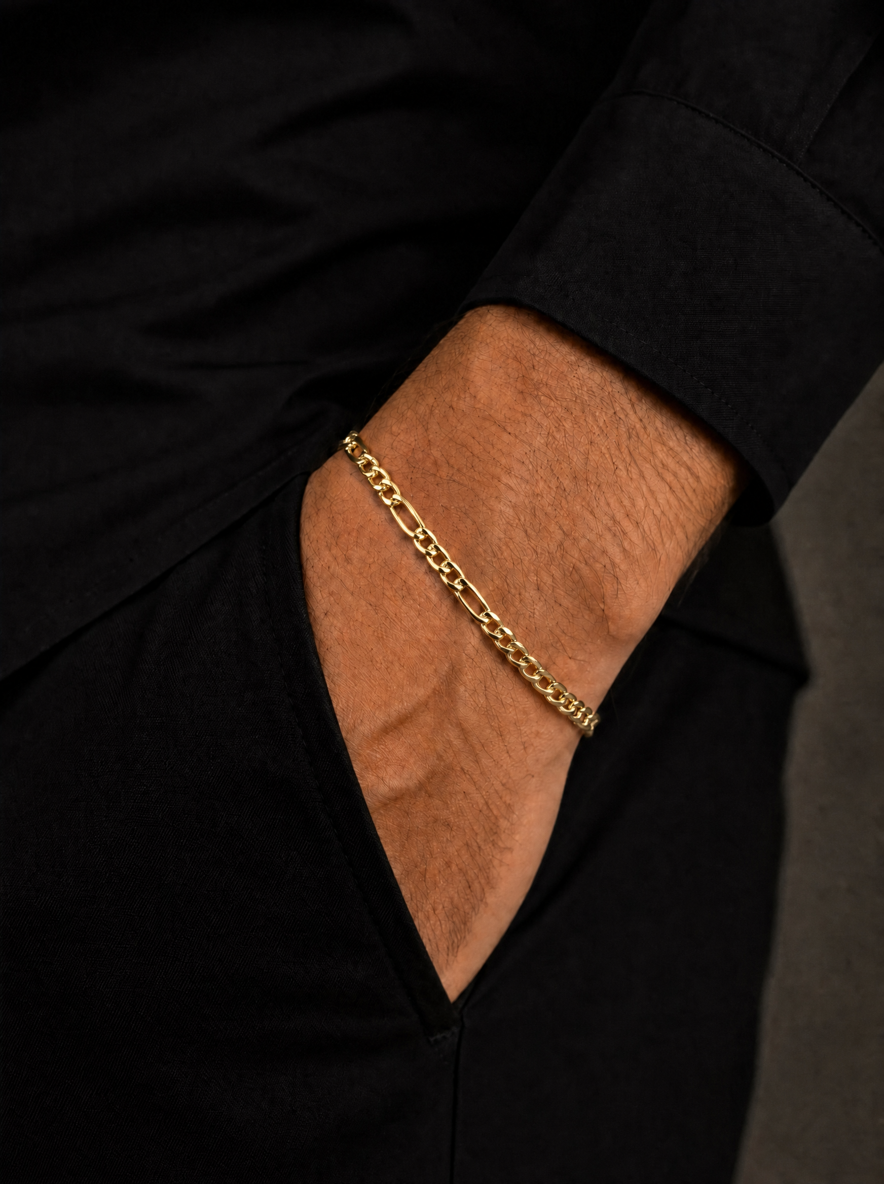 Figaro Chain Bracelet, Gold Vermeil.