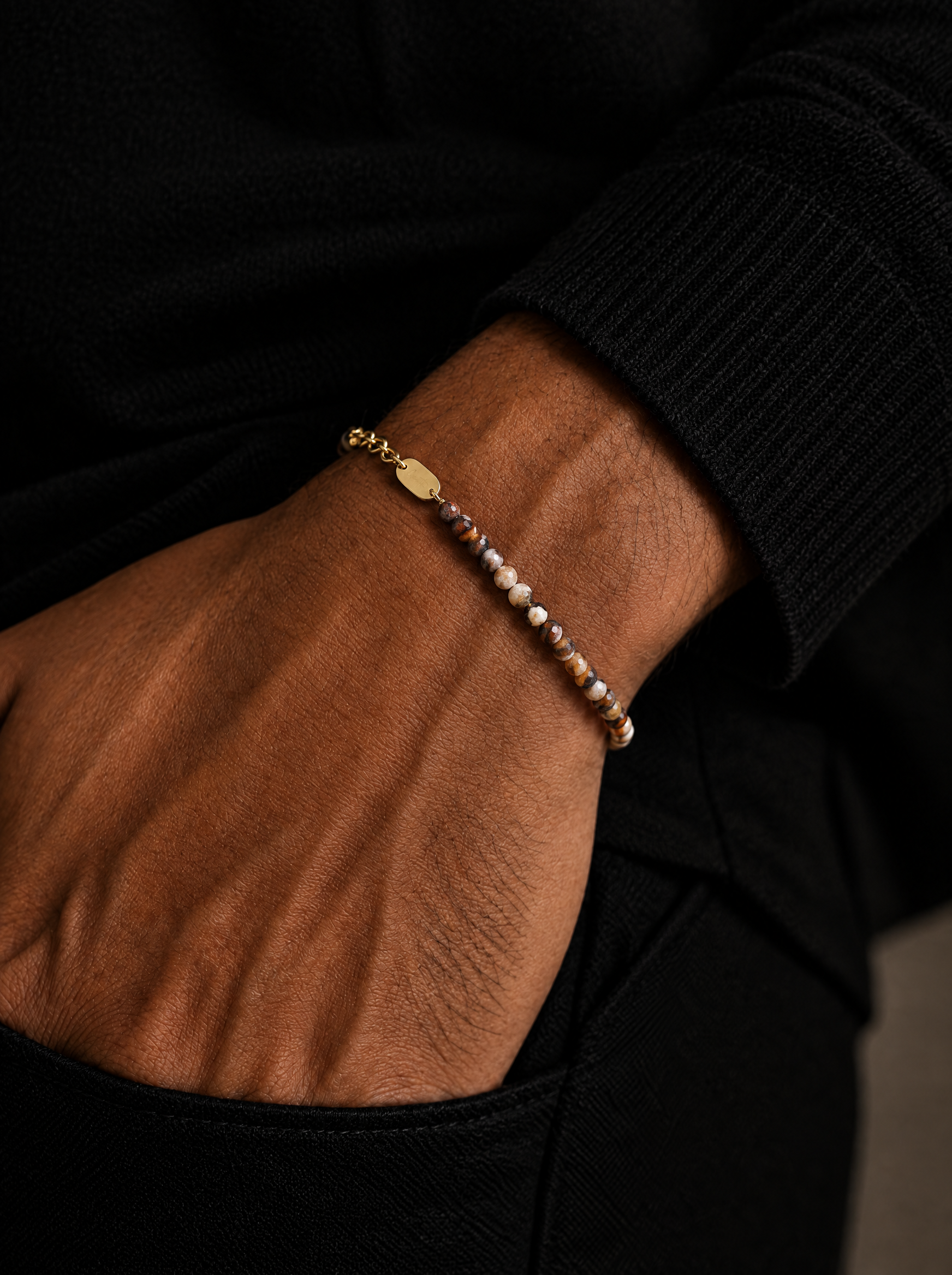 GENTS. Terra Stone Bracelet worn on the wrist