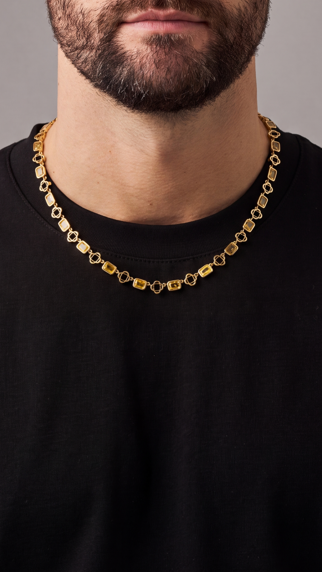 Yellow Clover Gemstone Chain, Vermeil Gold.